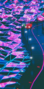 Silhouette,Road,Synthwave,Neon,3D