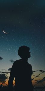 Silhouette,Starry Sky,Loneliness,Dark