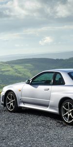 Silver,Silvery,Gt R,Side View,Skyline,Cars,Nissan