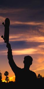 Skateboard,Silhouette,Night,Sports