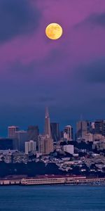 Imeuble,Bâtiment,Villes,Sky,Baie,La Baie,Nuit,San Francisco,Lune,Maisons