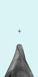 Sky,Building,Tower,Airplane,Plane,Minimalism