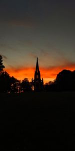 Silhouette,Imeuble,Bâtiment,Sky,Buissons,Coucher De Soleil,Sombre