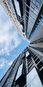 Sky,Clouds,Building,Bottom View,Cities