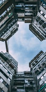 Nuages,Imeuble,Bâtiment,Façade,Vue De Dessous,Vue De Bas,Divers,Sky