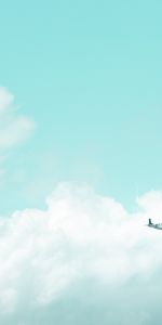 Sky,Clouds,Flight,Airplane,Plane,Minimalism