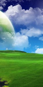 Cielo,Hierba,Nubes,Paisaje,Luna,Fondo,Planetas