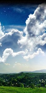 Sky,Clouds,Landscape,Fields,Stars