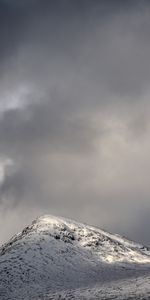 Sky,Clouds,Vertex,Top,Snowbound,Snow Covered,Hill,Nature,Grey