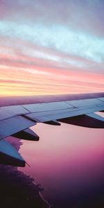 Sky,Dusk,Wing,View,Miscellanea,Twilight,Miscellaneous,Airplane,Plane