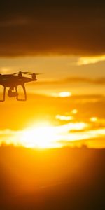 Drone,Sky,Quadricoptère,Vol,Le Quadricoptère,Coucher De Soleil,Les Technologies,Technologie