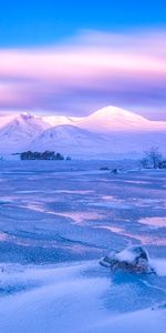 Invierno,Cielo,Montañas,Rosa,Loch Lomond,Lago Lomond,Escocia,Rannokh Mur,Rannj Moore,Naturaleza,Nieve,Rosado