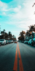 Balisage,Route,Voitures,Sky,Palms,Villes