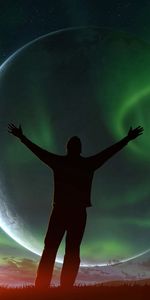 Sky,Miscellanea,Universe,Night,Miscellaneous,Silhouette,Aurora,Northern Lights,Aurora Borealis,Freedom