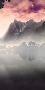 Sky,Mountains,Fog,Morning,Mystery,Nature,Secret,Dawn