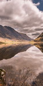 Sky,Mountains,Lake,Branches,Nature