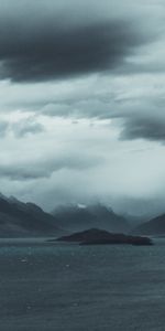 Sky,Mountains,Lake,Overcast,Mainly Cloudy,Nature