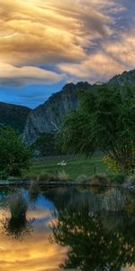 Sky,Mountains,Lake,Shore,Round,Shores,Nature