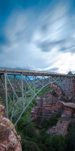 Sky,Mountains,Rocks,Bridge,Nature