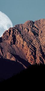 Sky,Mountains,Shadows,Disk,Nature,Full Moon