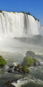 Sky,Mountains,Waterfall,Foam,Nature