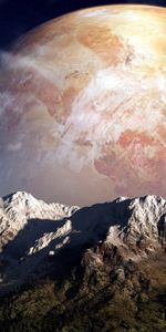 Sky,Nature,Mountains,Moon