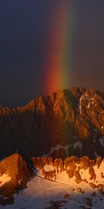 Sky,Nature,Mountains,Snow,Rainbow