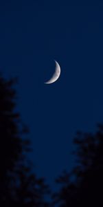 Sky,Night,Outlines,Crescent,Dark,Moon