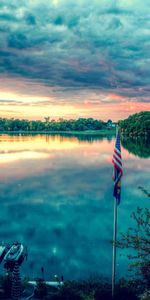 Sky,Rivers,Trees,Summer,Nature,Flag