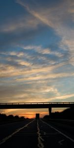 Sky,Road,Bridge,Evening,Track,Route,Clouds,Dark,Transport