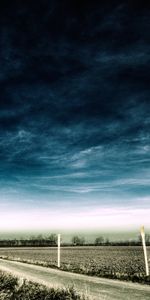 Sky,Roads,Clouds,Landscape,Fields