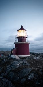 Sky,Sea,Building,Rocks,Coast,Lighthouse,Nature