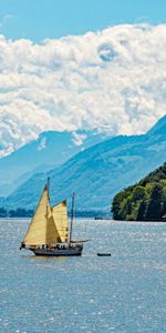 Sky,Sea,Miscellanea,Miscellaneous,Hills,Boat,Sailfish,Sailboat