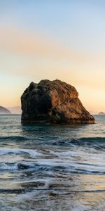 Naturaleza,Cielo,Mar,Ondas,Roca,Piedra,Una Roca