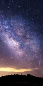 Sky,Silhouette,Starry Sky,Nature,Loneliness,Night