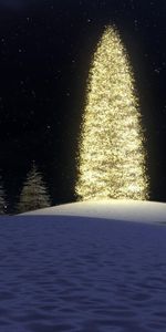 Sky,Stars,Snow,Forest,Christmas Tree,Garland,Garlands,Holidays