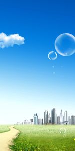 Sky,Sun,Dandelions,Clouds,City,Dahl,Bubble,Distance,Vector