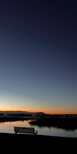 Banc,Crépuscule,Sombre,Sky,Lac