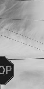 Sky,Words,Bw,Wire,Stop,Chb,Sign,Wires