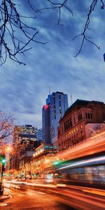 Skyscraper,Evening,Speed,Cities,City,Hdr,Traffic Light