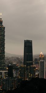 Skyscrapers,Evening,Cities,Taiwan,Taipei