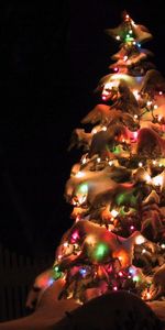 Snow,Christmas,Holiday,Christmas Tree,Garland,Garlands,Holidays,Night,Street