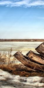 Snow,Colors,Color,Paints,Stump,Melting,Landscape,Nature,Spring