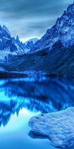 Snow,Lake,Reflection,Ice,Mountains,Nature