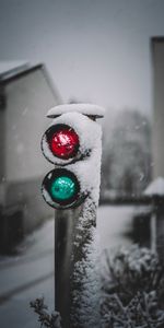 Snow,Miscellanea,Miscellaneous,Glow,Sign,Traffic Light