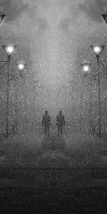 Snow,Miscellanea,Miscellaneous,Street,Snowstorm,Silhouettes,People