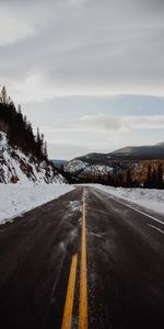 Snow,Road,Hills,Snow Covered,Snowbound,Nature,Markup