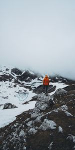 Snow,Seclusion,Fog,Person,Stones,Privacy,Human,Loneliness,Nature