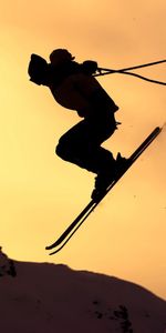 Snow,Silhouette,Alpine Skiing,Extreme,Skiing,Jump,Bounce,Sports