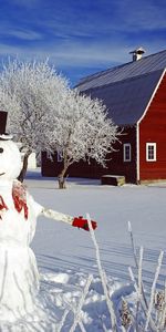 Snow,Snowman,Landscape,Houses